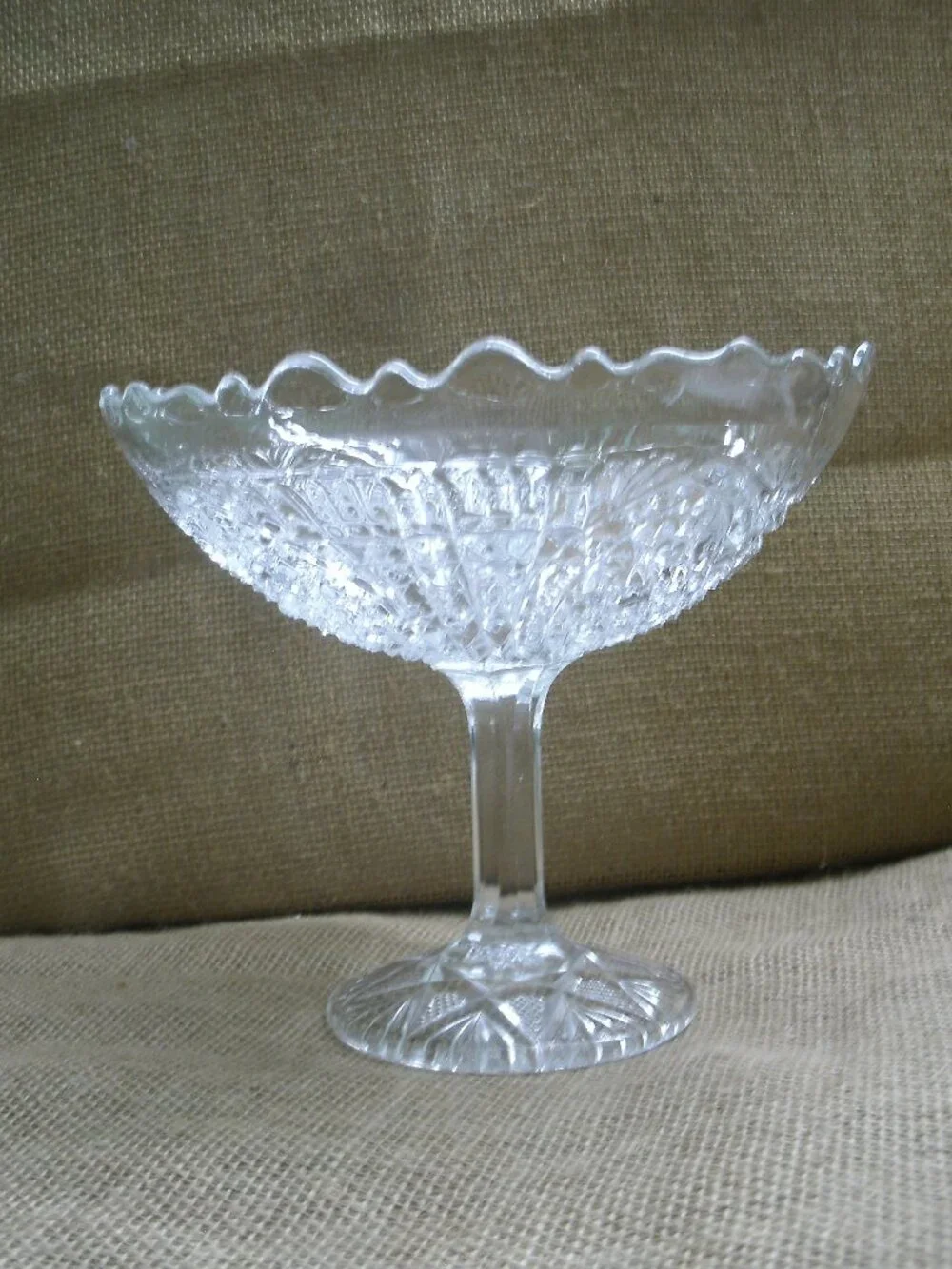 EAPG Fortuna New Martinsville Glass Tall Compote Fruit Bowl